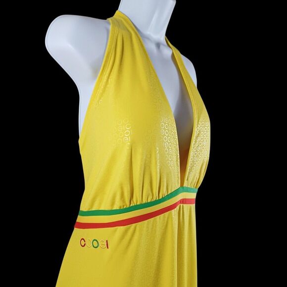 NWT Coogi Womens Plus 3X Yellow Halter Maxi Swim Cover Up Dress Plunge Backless - Picture 5 of 14